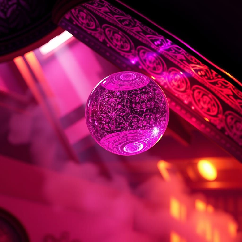 Mesmerizing Pink Glass Object in a Splash Art Style