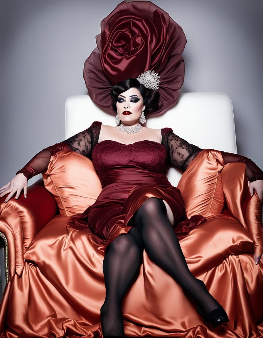 Lounging on Chaises Lounge Settees BBW Obese Femme Sissy Cro...