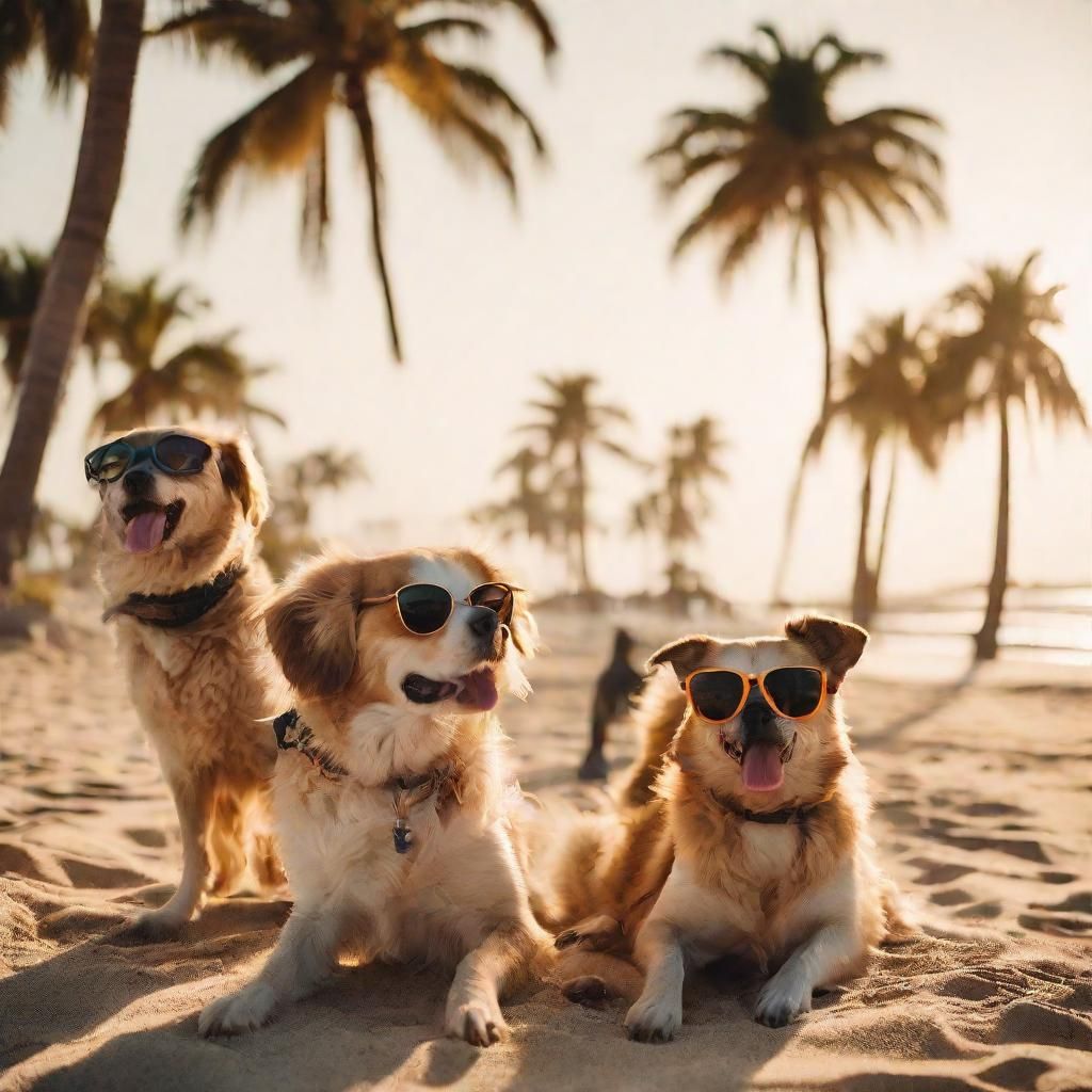 Dogs Soak Up Sun on Beach in Cinematic Style