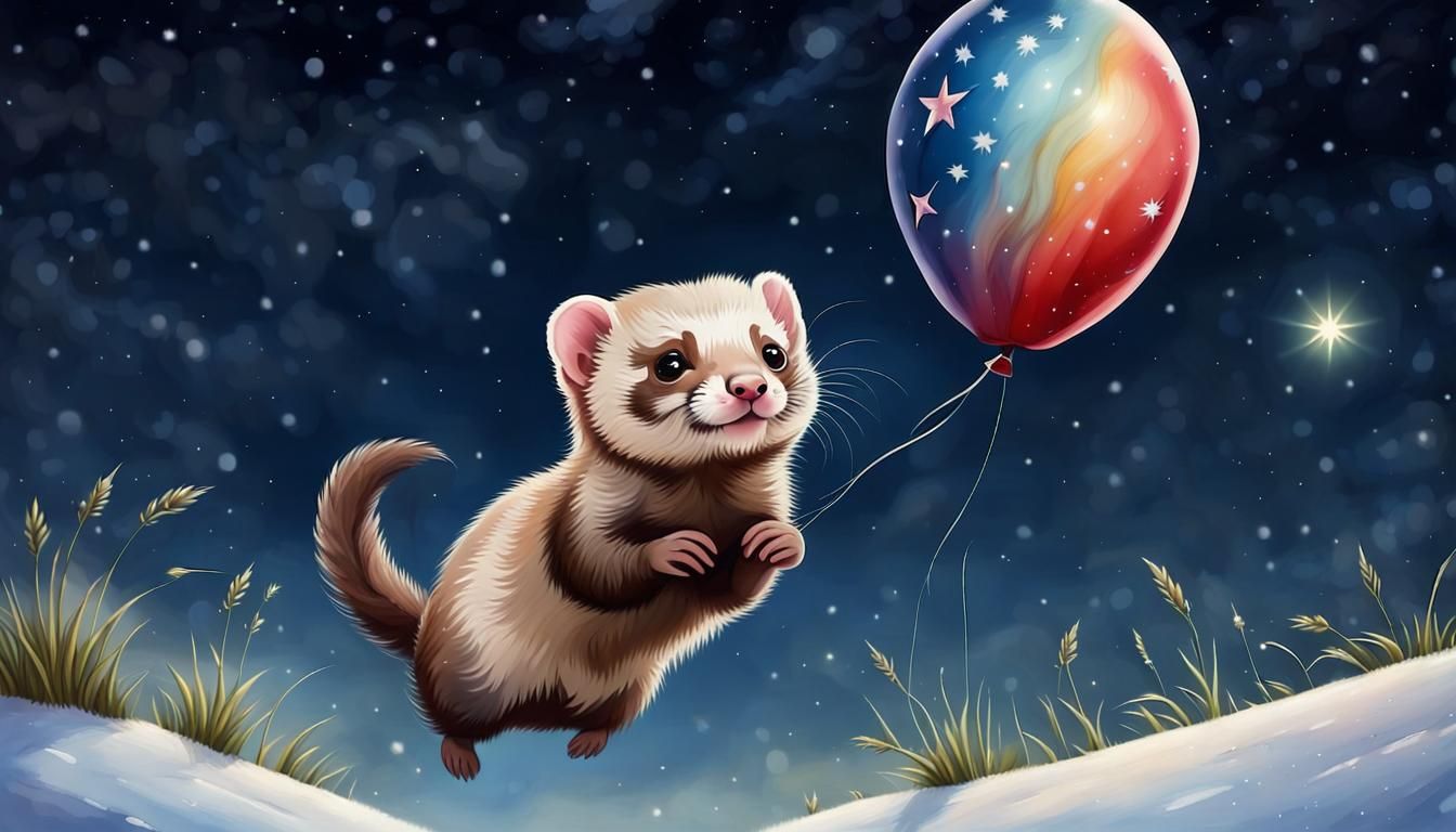 Ferret Balloon Ride Under Starry Sky