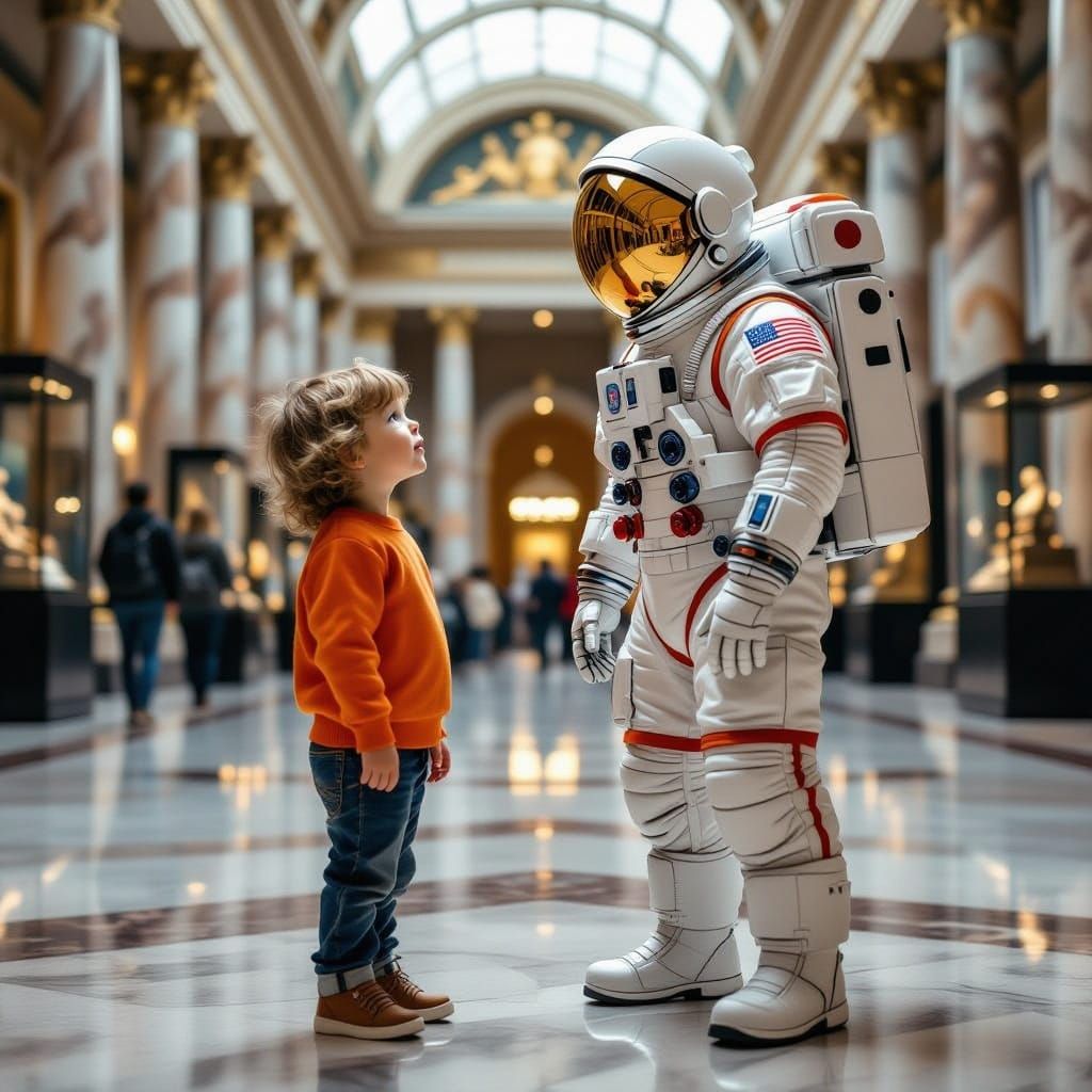 Wonderful Museum Encounter in Photorealistic Style