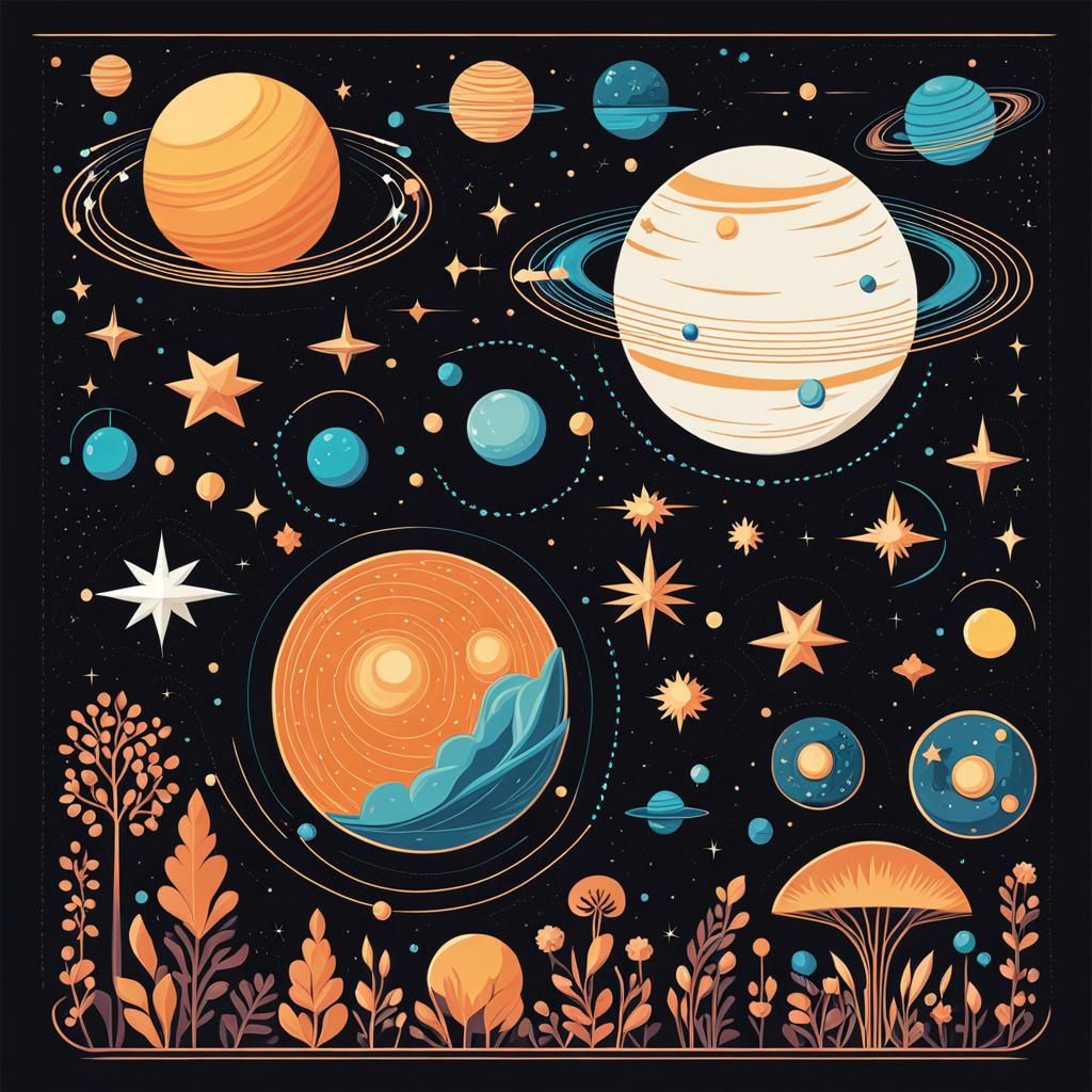 Cute 2D Space Constellation Vector Graphic