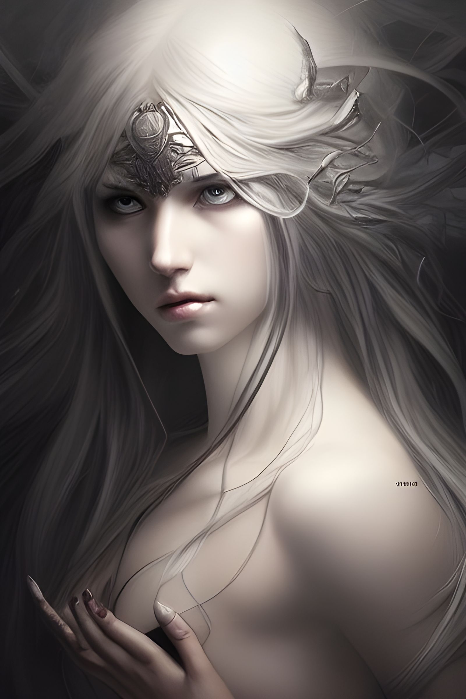 Mysterious Sinister Goddess in Hyper-Realistic Digital Art