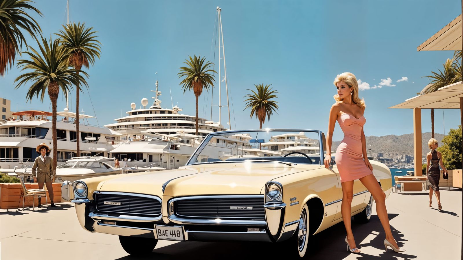 Glamorous 1966 Monaco Marina Scene with Raquel Welch