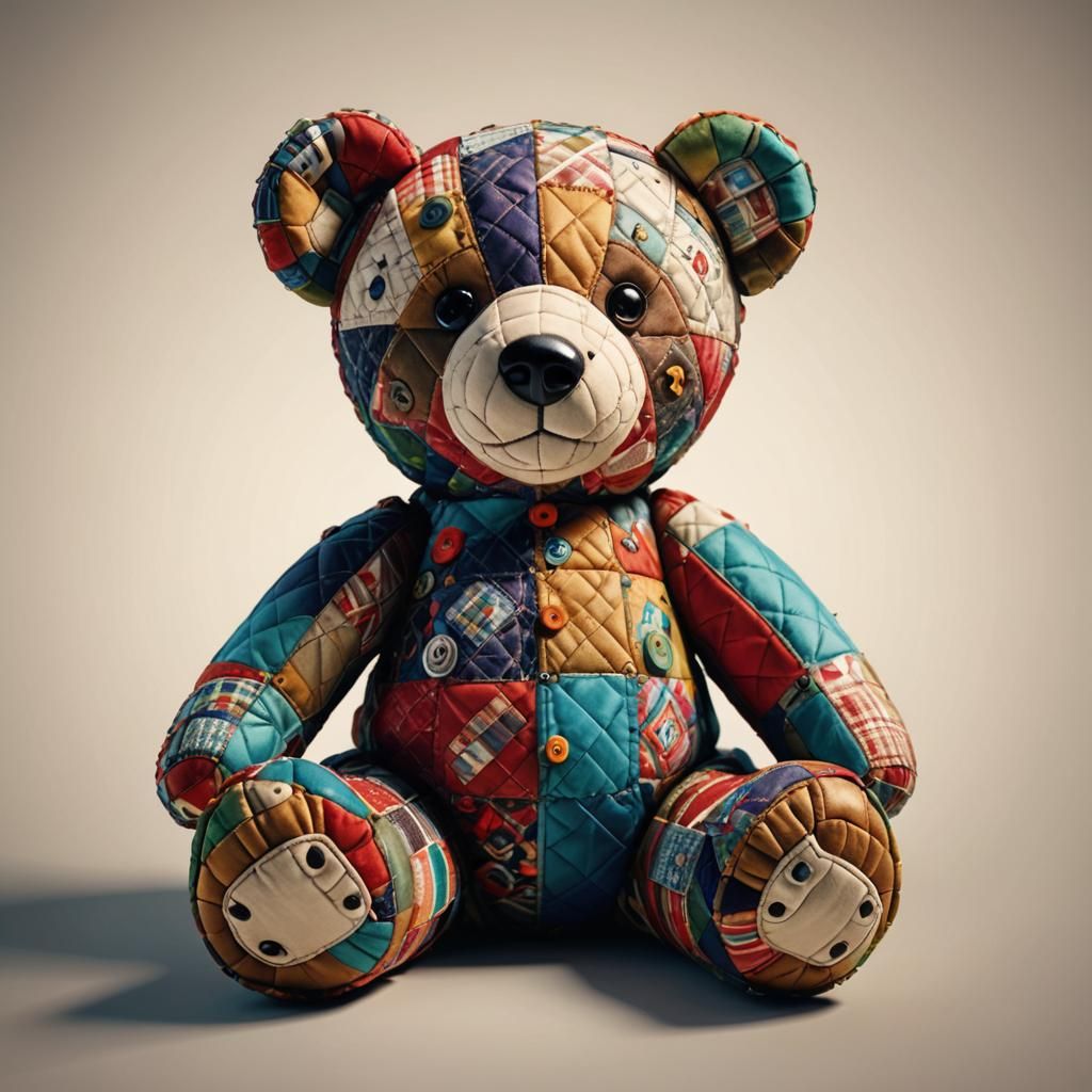 Vibrant dreamcore teddy bear