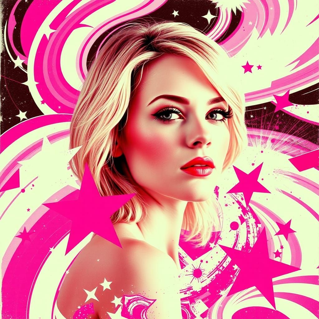 Dada Dreamscape: Woman's Portrait in Pink and White