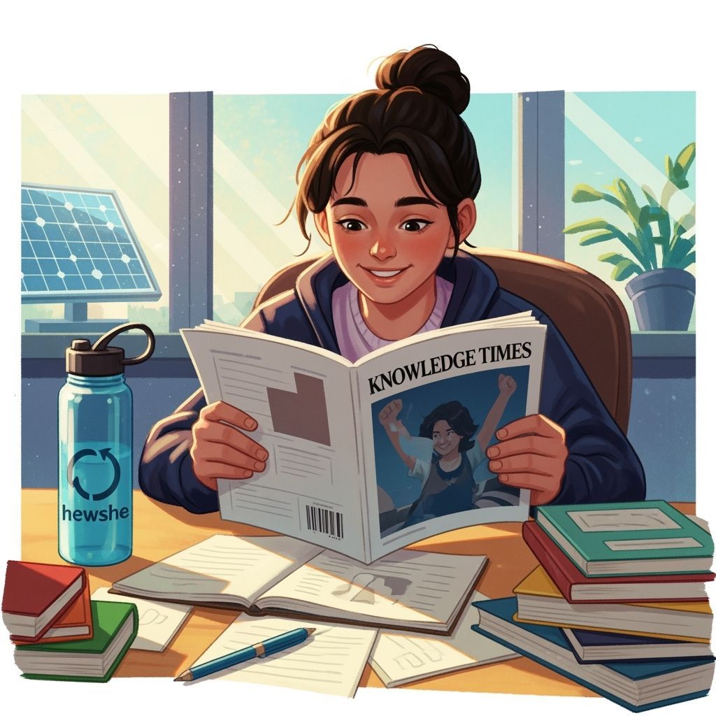 Student Reads Knowledge Times in Digital Painting Style