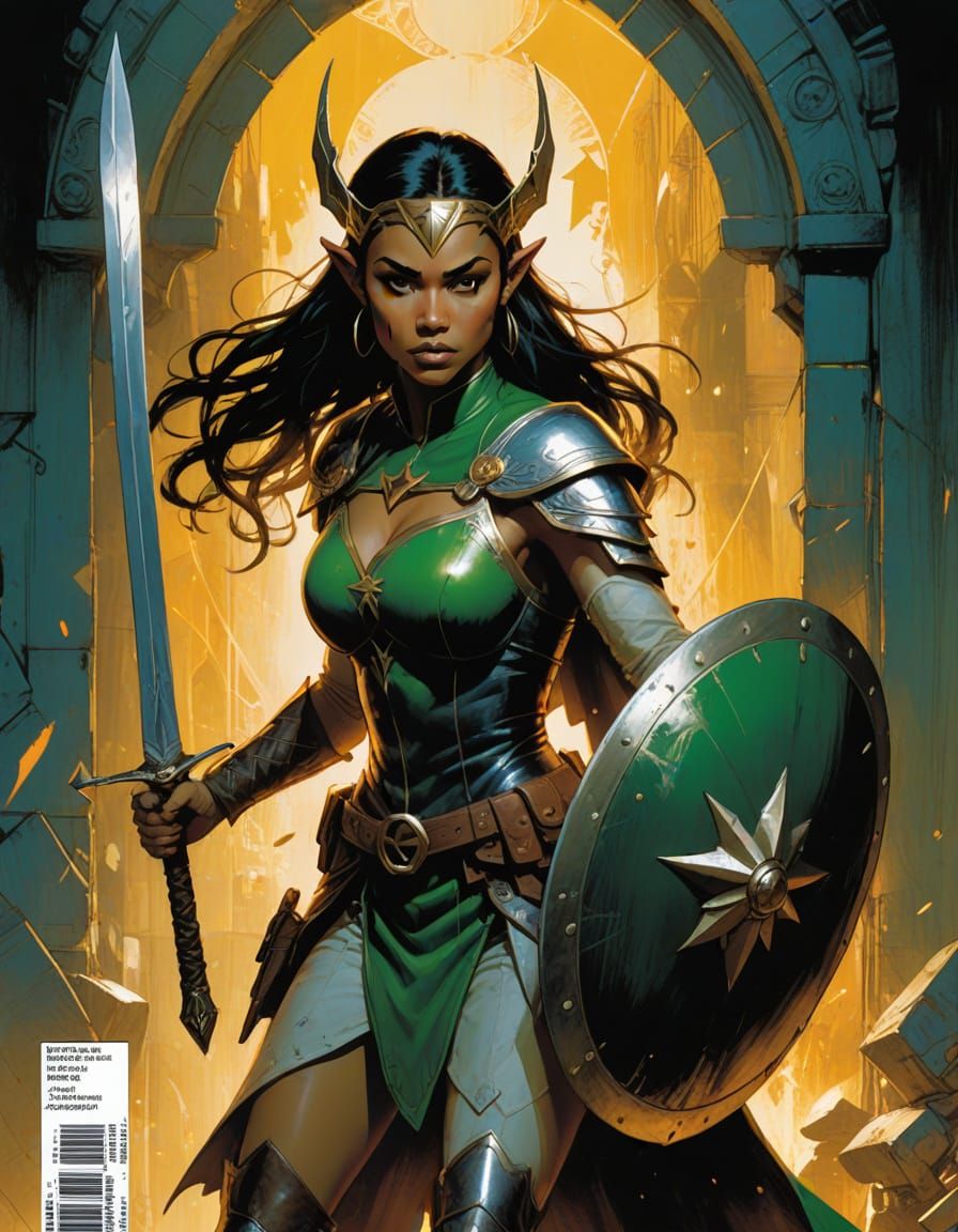 Sensual Latina Elf Warrior Unleashes Fury with Ancient Shiel...