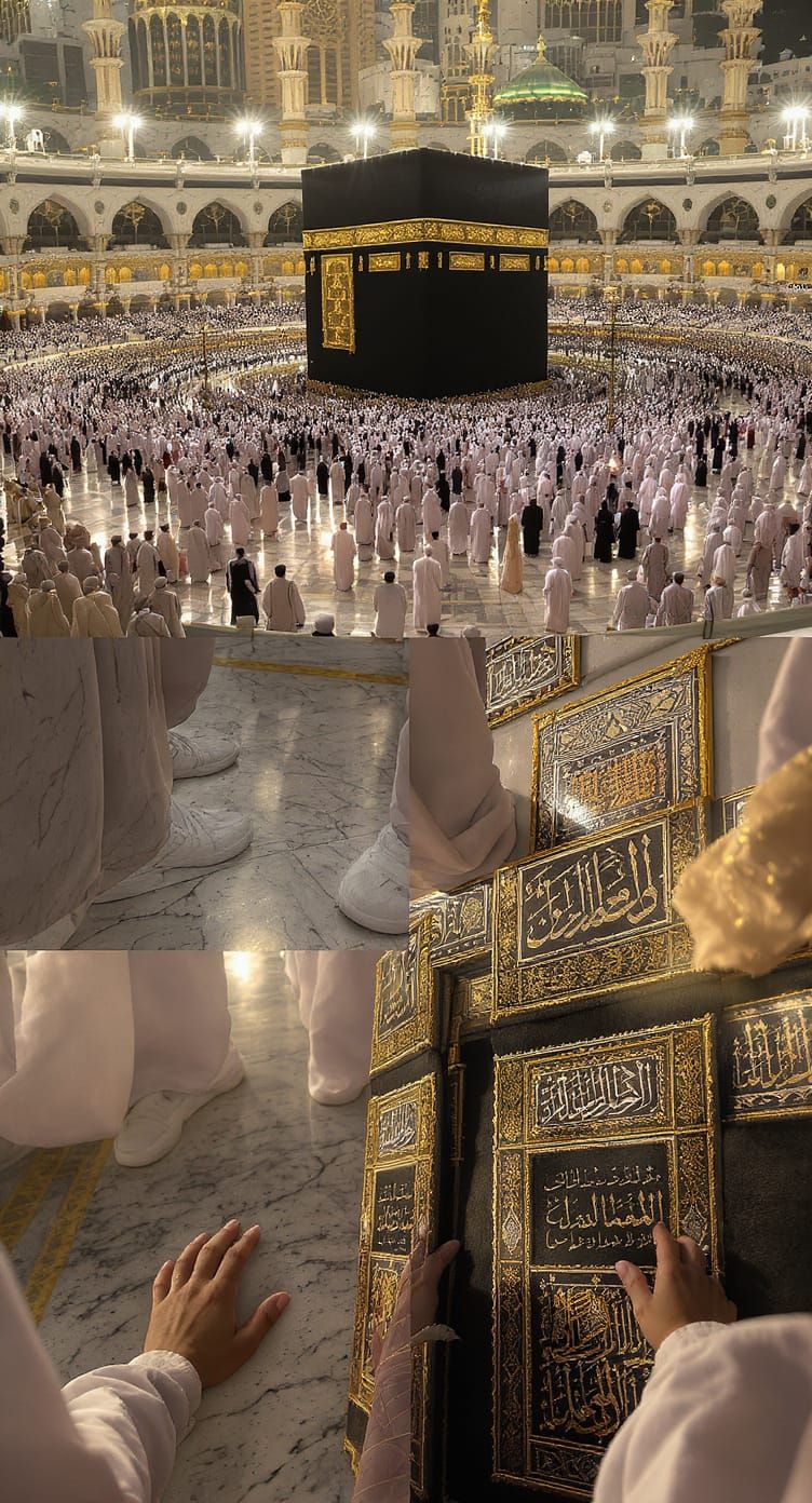 Kaaba Pilgrimage: Cinematic Sweep of Tawaf in Gold Light