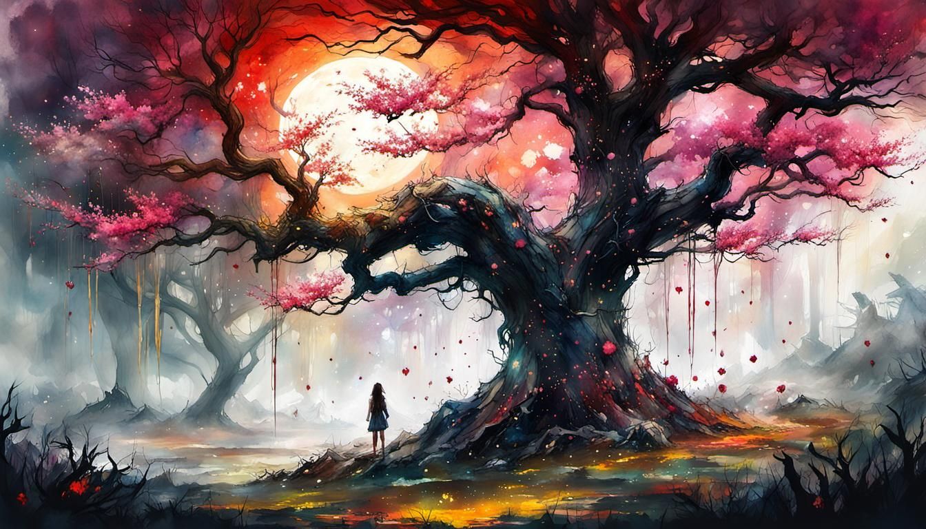 Epic Floral Meadow at Golden Hour, Digital Watercolor