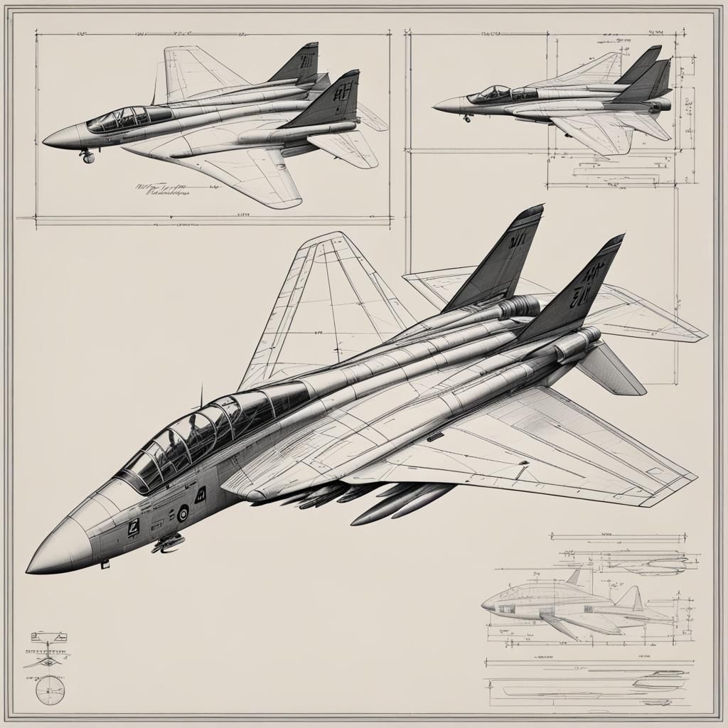 F-4 Phantom F-14 Tomcat Engineering Blueprint