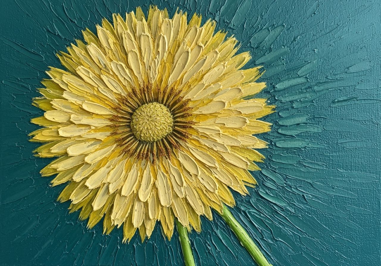 Reticulated Impasto Dandelion Artwork