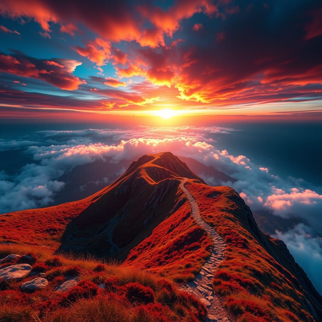 Dramatic Sunrise on Winding Trail in Nova Scotia