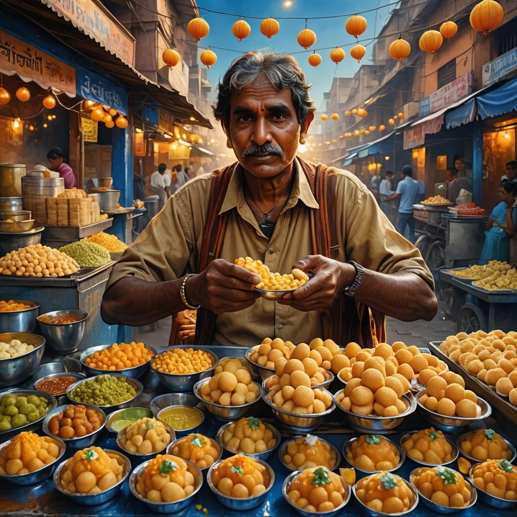 Indian Pani Puri Vendor in Fantasy Street Art