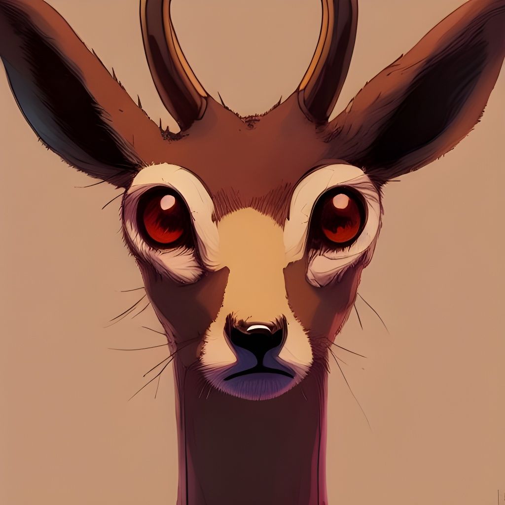 Cute Antelope Portrait in Ghibli Style