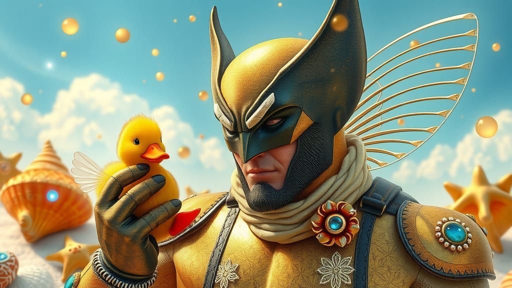 Wolverine's Klimt-Inspired Beach Holiday in Art Nouveau Styl...