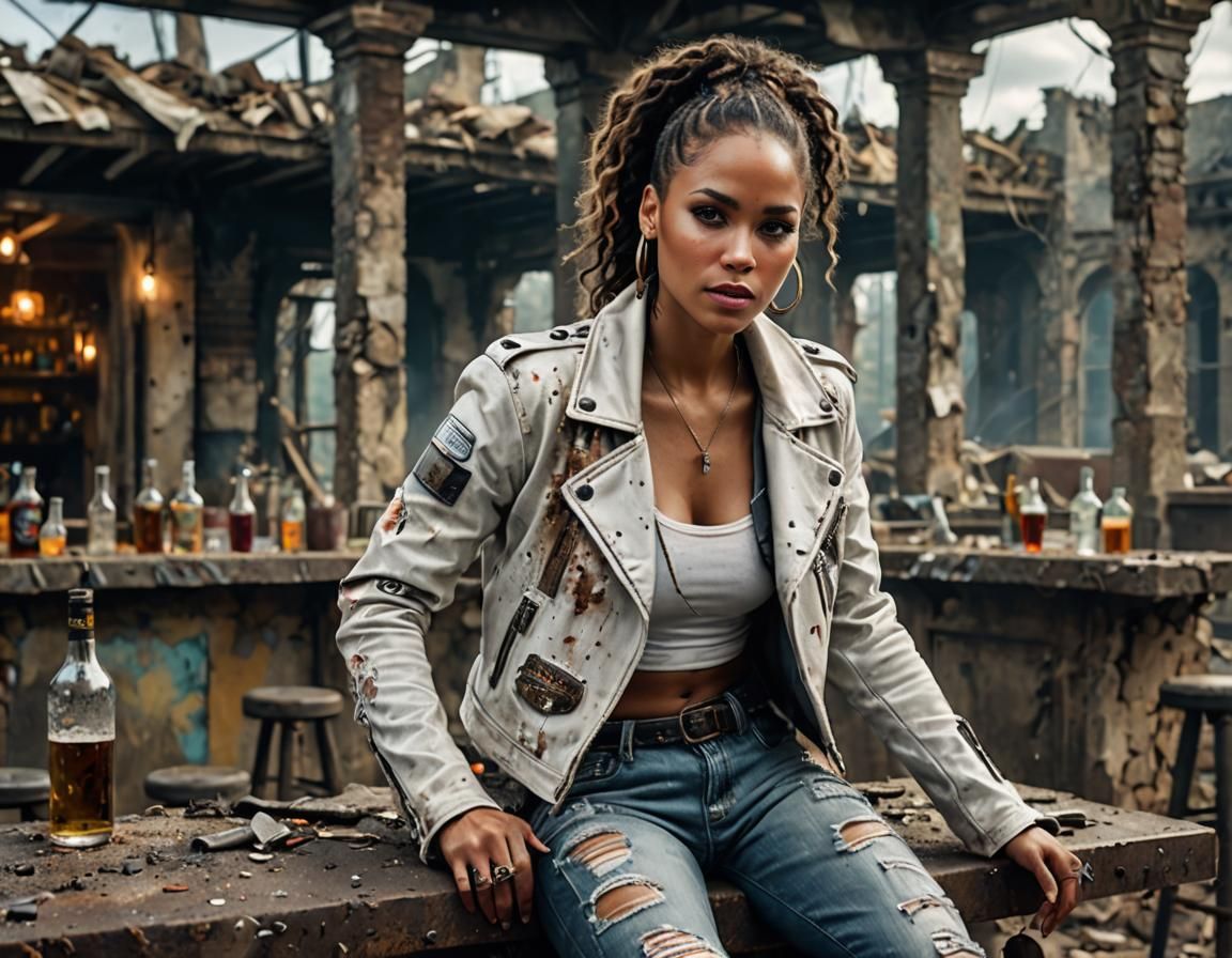 Post-Apocalyptic Alicia Keys Raider in Airbrush Style