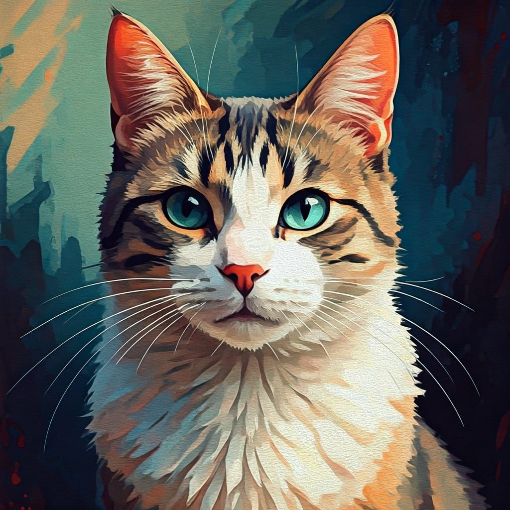 Pastel Cat Gouache Watercolor Impressionist Painting