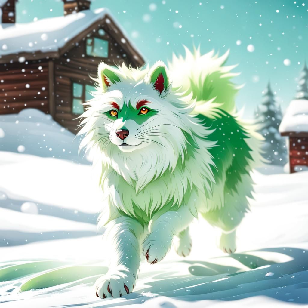 Furry Character Playing in Snow