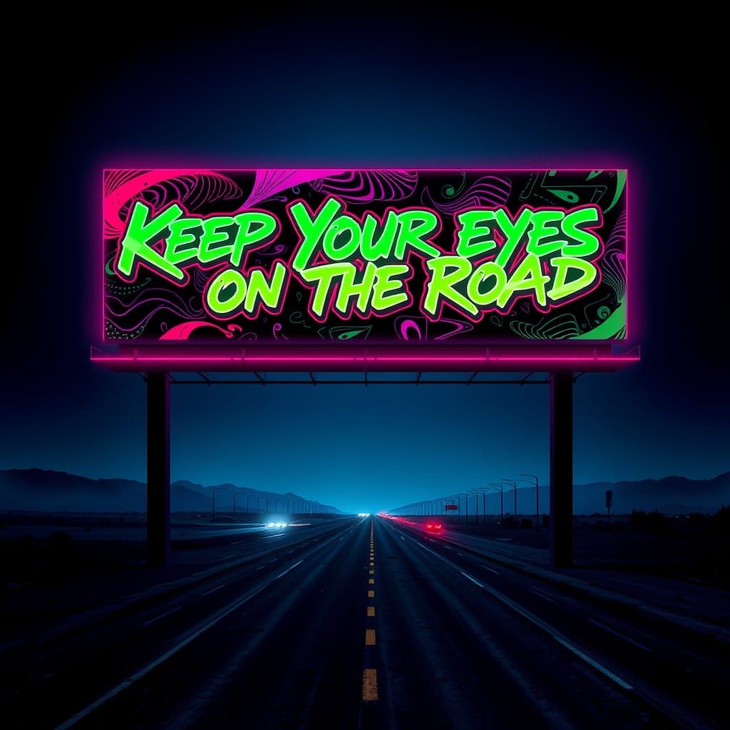 Ethereal Billboard Beckons in Futuristic Urban Landscape