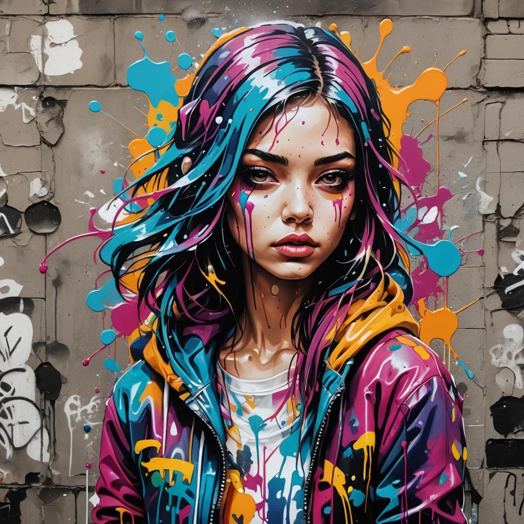 Colorful Graffiti Art of a Cool Girl