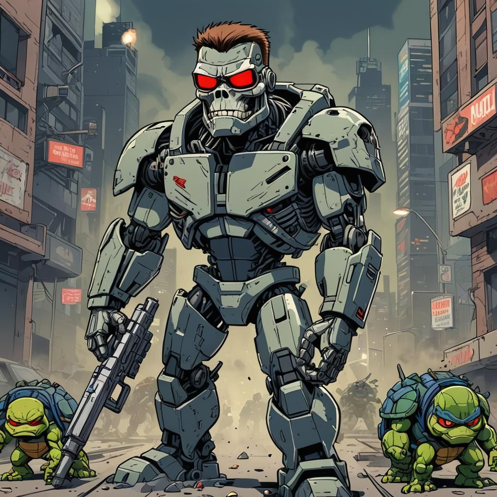 Cartoon Terminator Inspired by 90s Animation