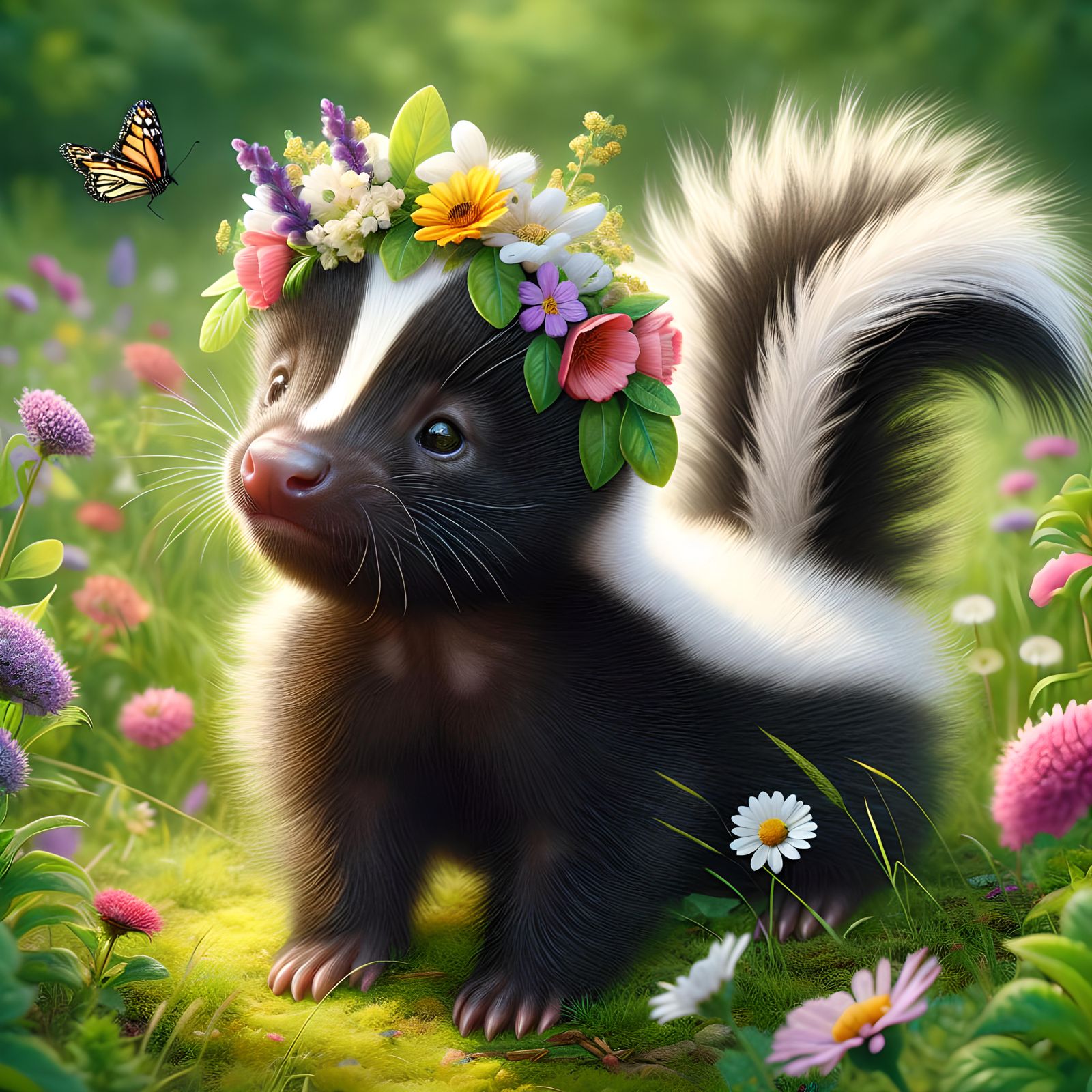 hi I'm not stinky 🦨 I wear flowers 🌸 in my hair