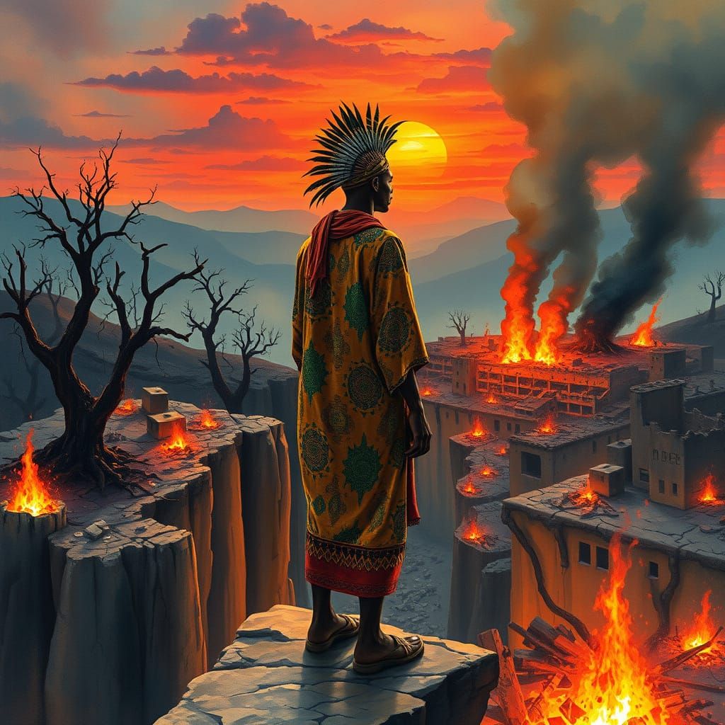 African Medicine Man in a Post-Apocalyptic Landscape