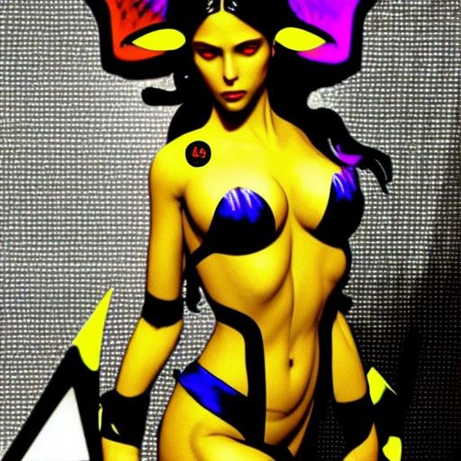 Succubus Girl with Horns in Horror Style