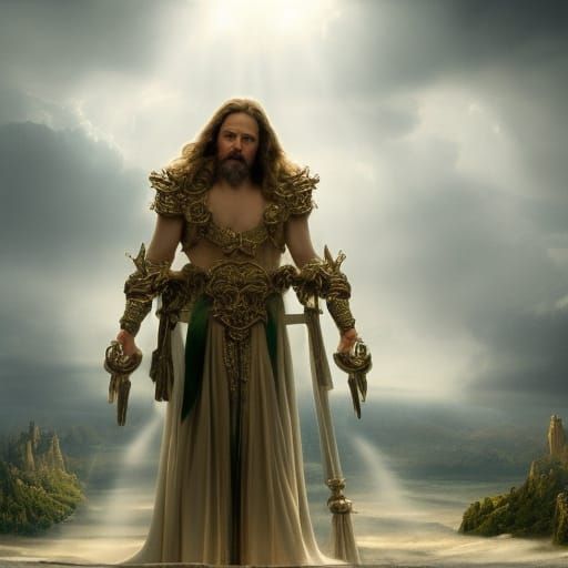 God at the Pearly Gates of Heaven