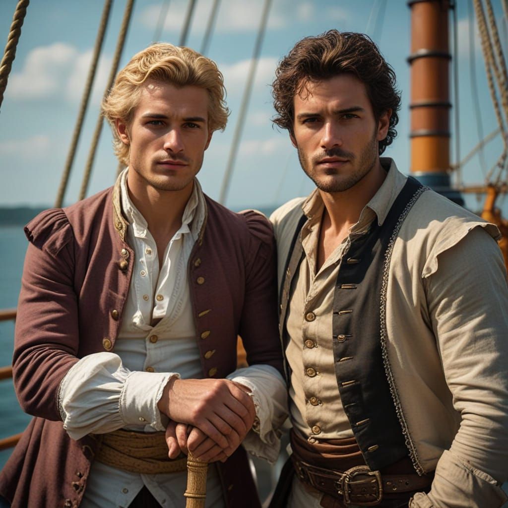 Handsome Gentlemen on 18th Century French Ship