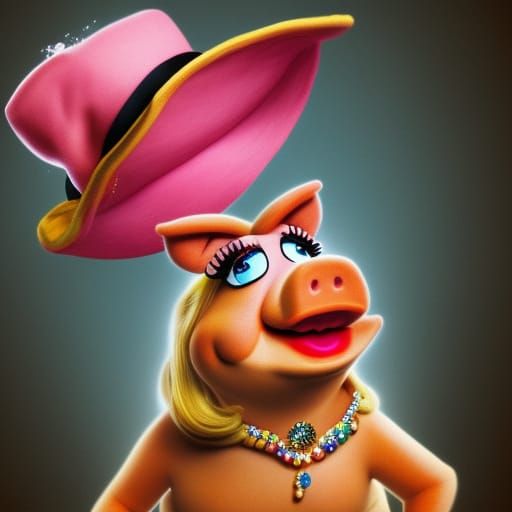 Hyperrealistic Mystical Miss Piggy Portrait