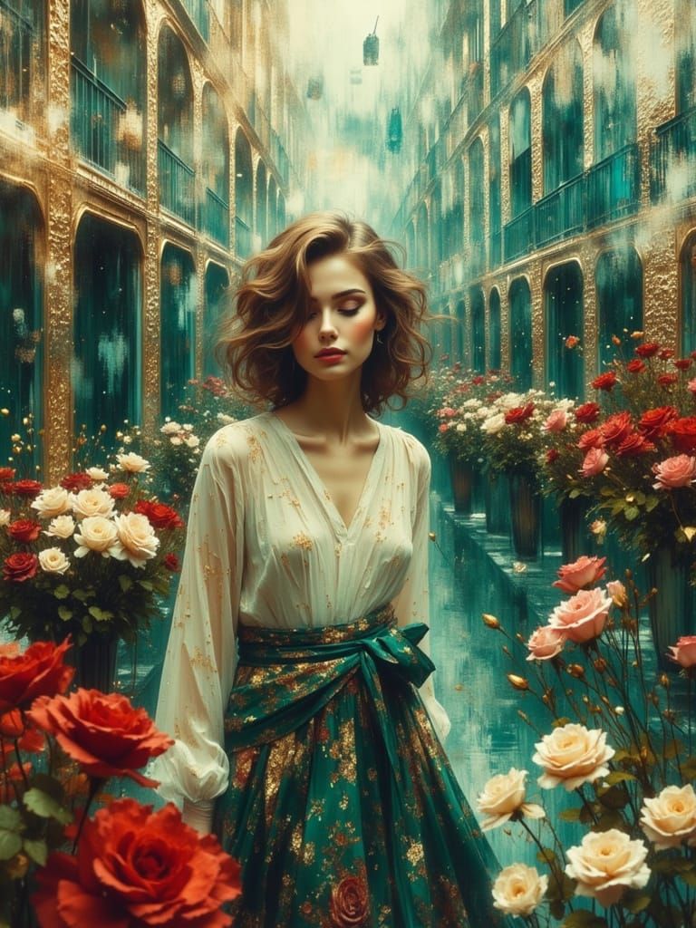 Viking Ship at Sunset in Romantic Style