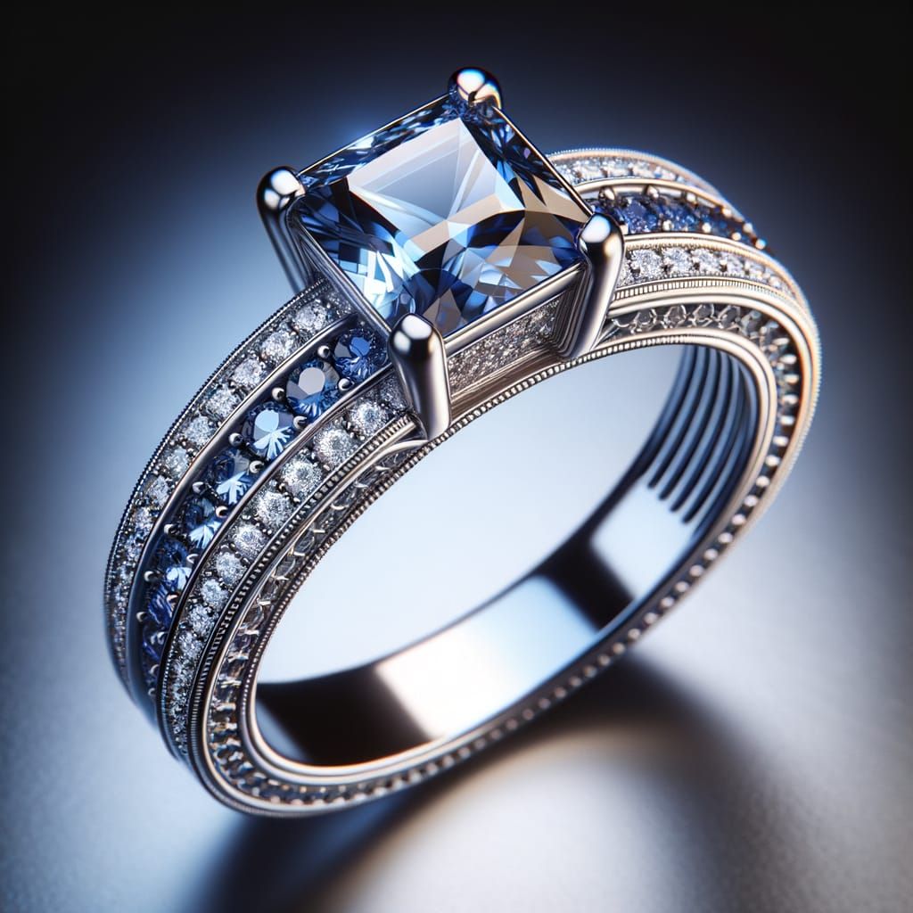 Exquisite Sapphire Wedding Ring in Hyperrealistic Detail