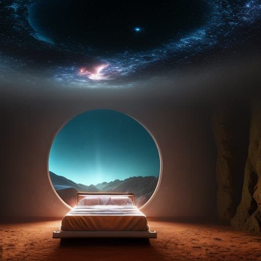 Galaxy Portal Appears in Bedroom, Digital Matte Painting