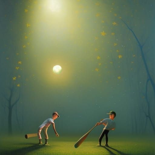 Baseball Under the Stars: Dreamy Digital Illustration