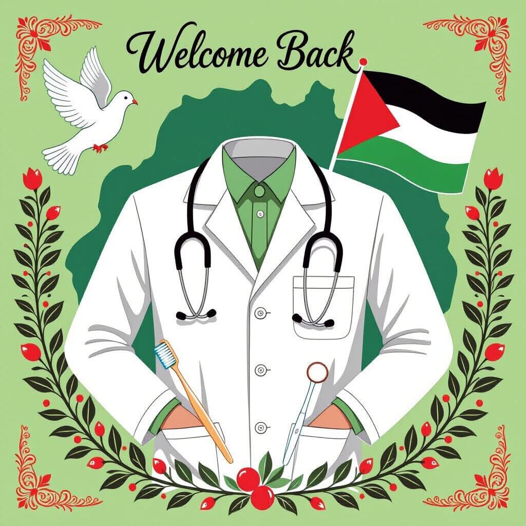 Elegant Palestinian Welcome Back Dentist Poster Design