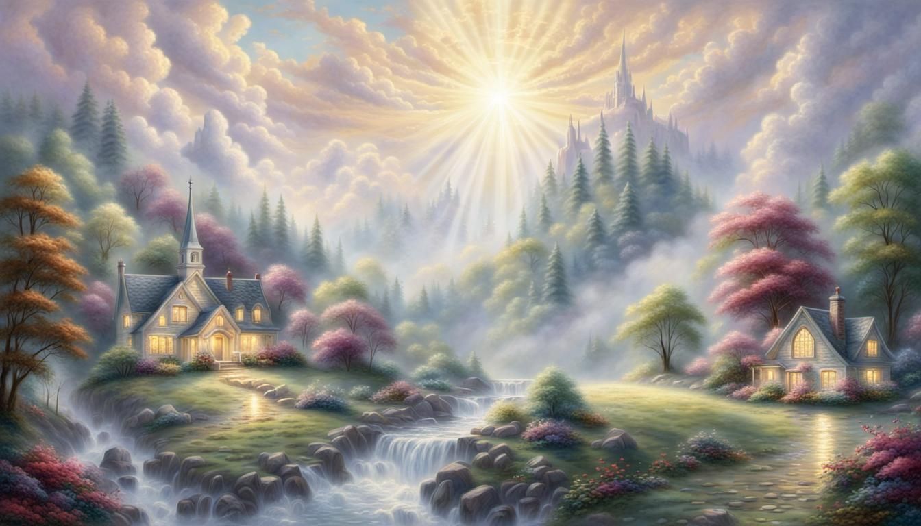 Ethereal Sunbeams in the Clouds: A Divine Scene