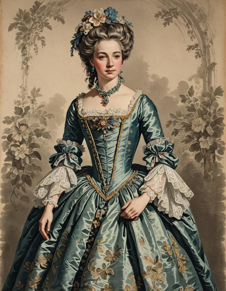 Elegant Woman in 18th Century Gown