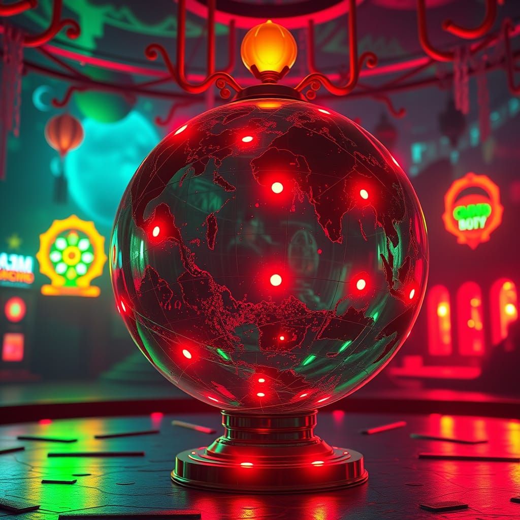 Fantastical Squid Game Globe in Vibrant Unreal Engine 5 Styl...