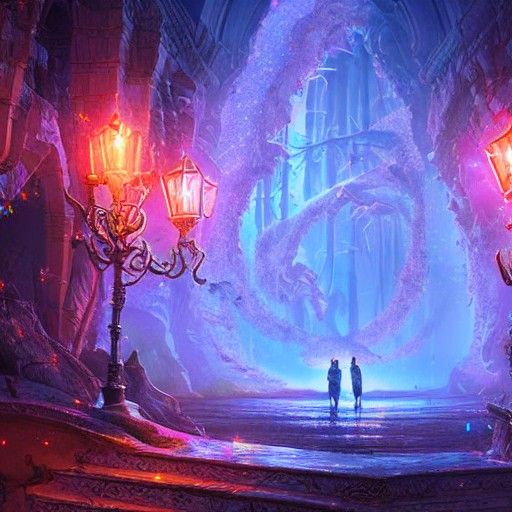 Glowing Neon Abstract Design in Matte Painting Style