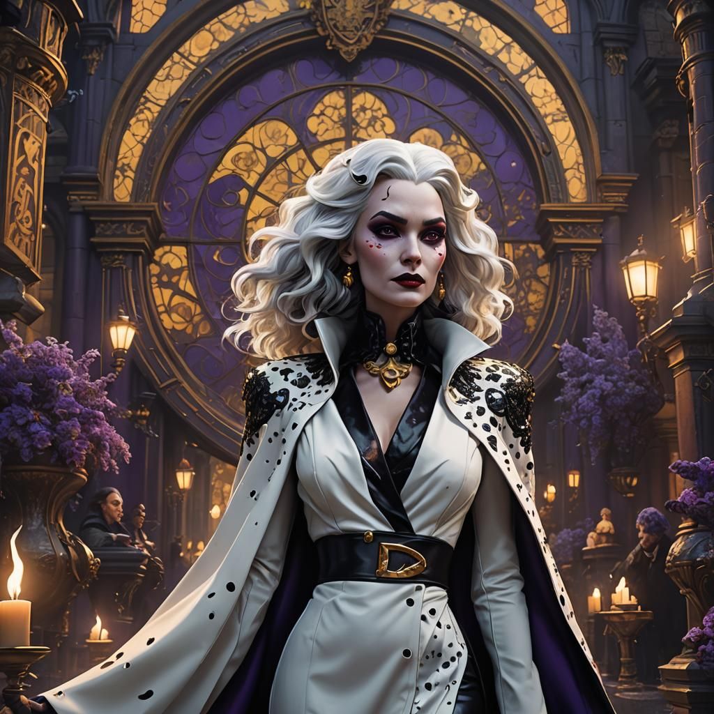 Intricate Dark Fantasy Portrait of Cruella De Vil