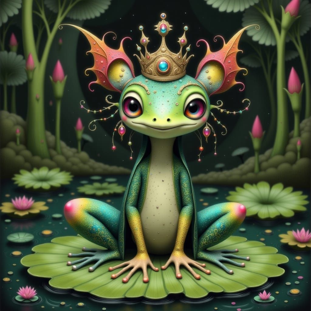 Loveland Frog with Crown in Whimsical Style