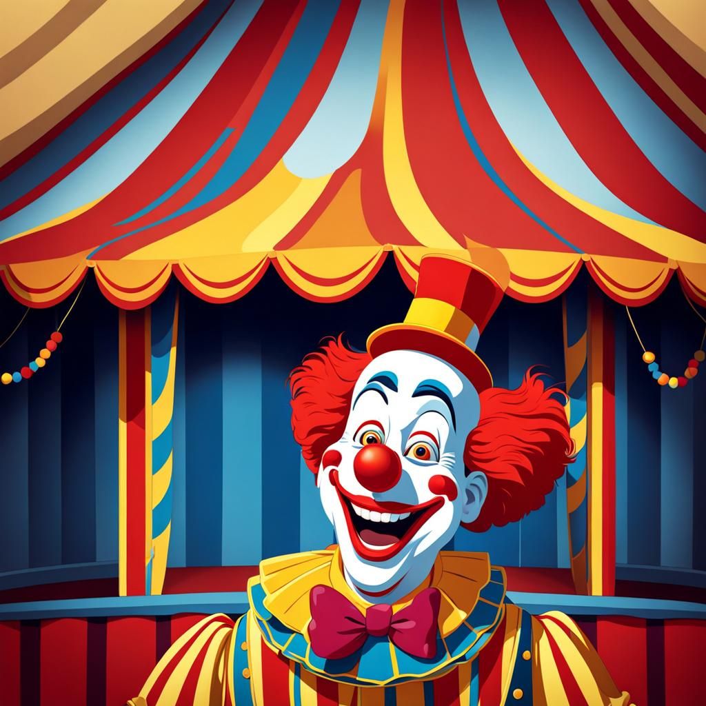 Clown Telling Joke in Pixar Style