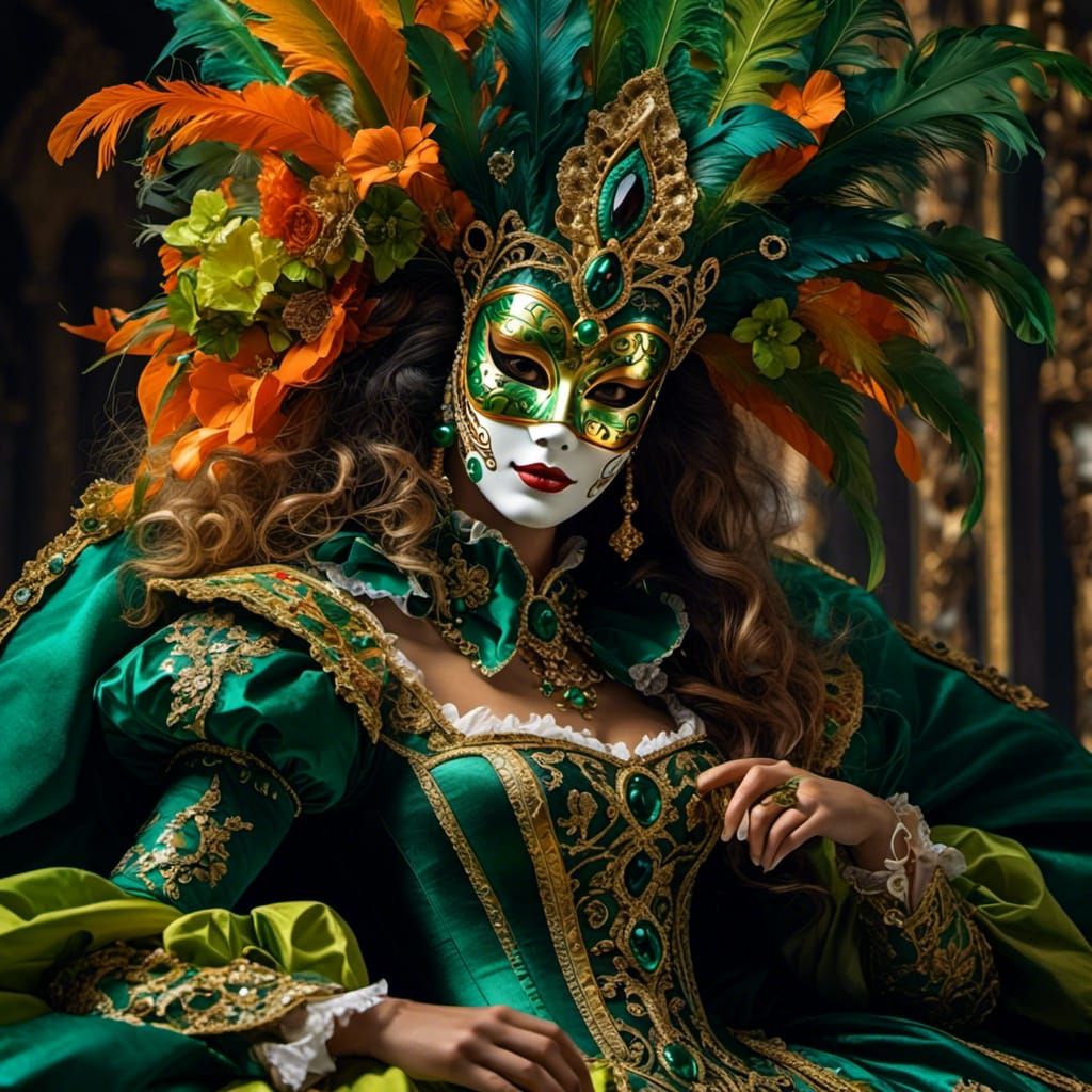 <lora:Venetian Mask GO-888:1.0> Beautiful woman with Venetia...