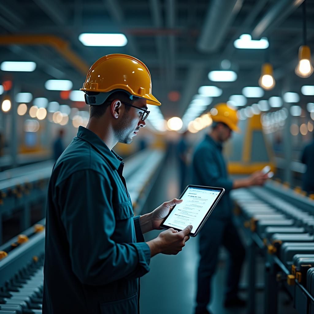 Factory Workers Use ERP Software in High-Tech Setting