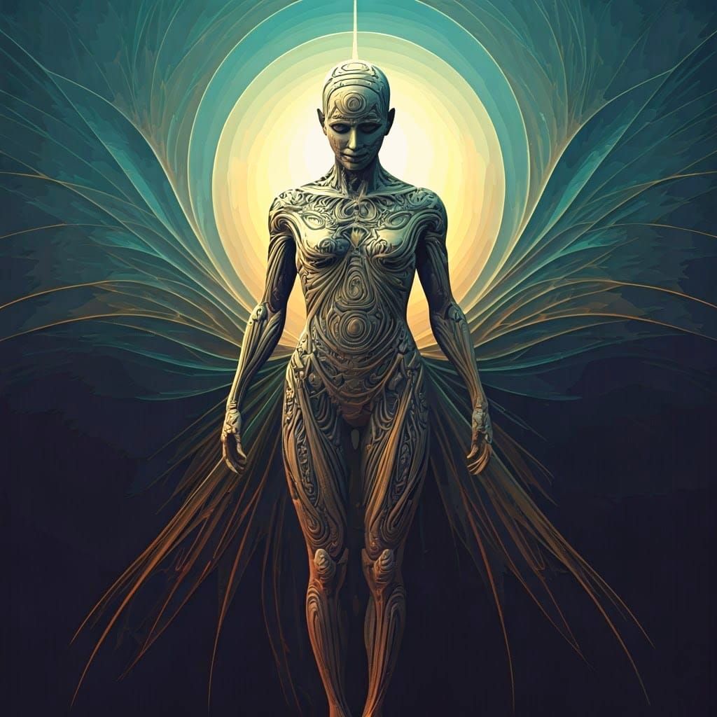 Ethereal Being in Iridescent Expanse