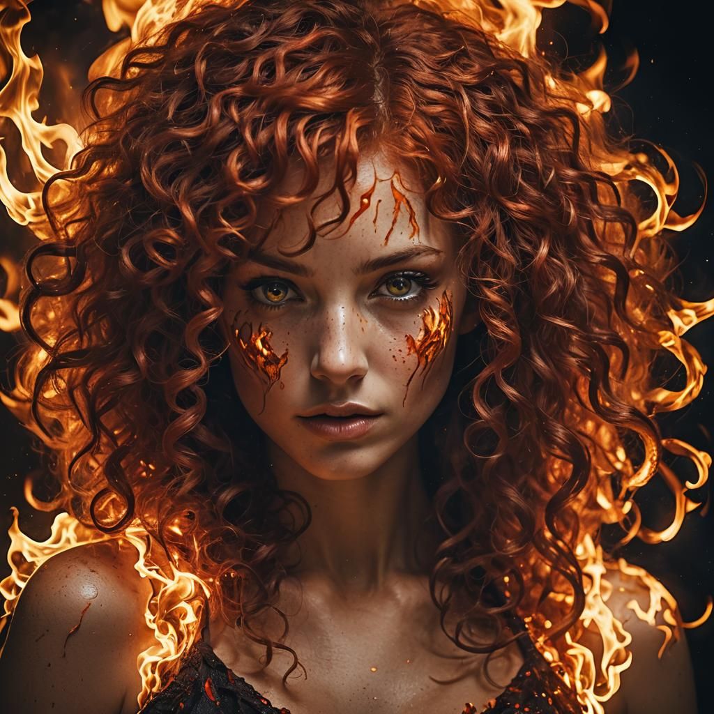 Liquid Fire Woman: A Surrealist Oil Painting