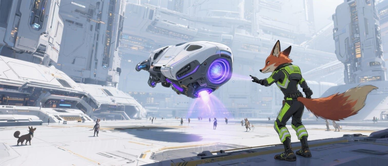 Anime-Realism Fusion: Sci-Fi Space Station Arrival