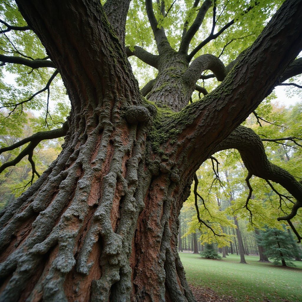 Macro Photograph of Ancient Oak Tree Bark